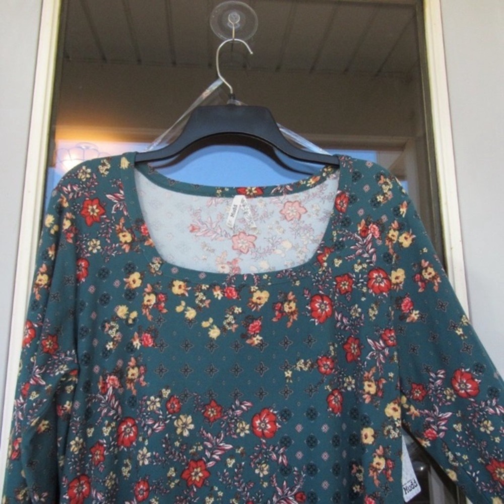 Mudd dress floral print sueded flare dress w stretch casual boho XL jrs - Picture 8 of 10